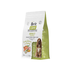 Корм для собак сухой BRIT CARE с лососем и индейкой для собак средних пород Dog Adult M Healthy Skin&Shiny Coat 12кг