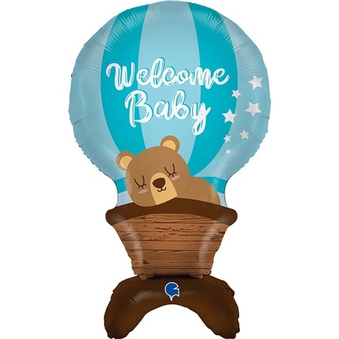Фигура Мишка на возд шаре голубой