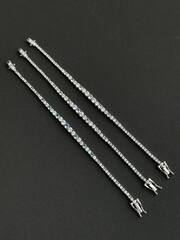 Теннисный браслет дорожка из серебра с розовыми/голубыми/аметистовыми цирконами