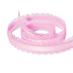
          Декоративная лента капроновая ажурная для декора и флористики, 3 см, намотка 25 ярдов, розовый