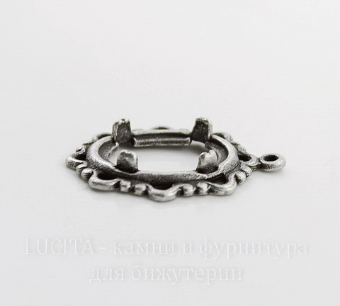 Сеттинг - основа - подвеска "Ажурный" для камеи или кабошона 14х10 мм (оксид серебра)