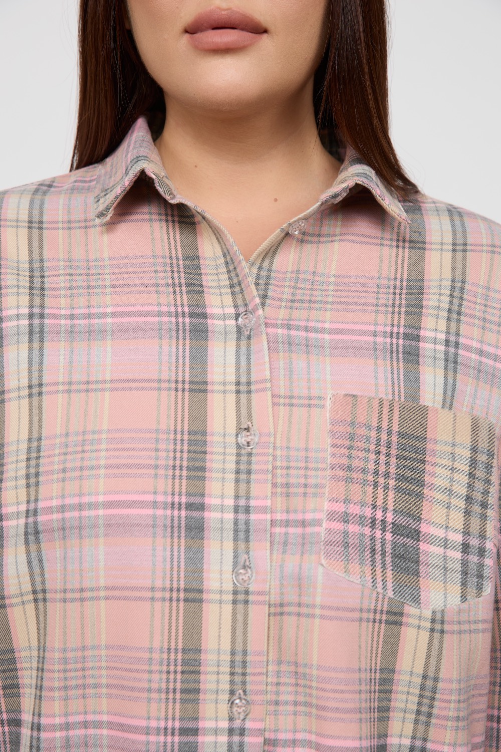 Рубашка в клетку, розовый