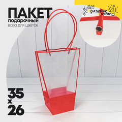 
          Пакет подарочный 35х26х13см Ваза для цветов (Красный)