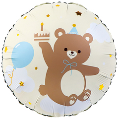 К 18''/46 см, Круг, Мишка с кексиком, Кремовый, 1 шт.