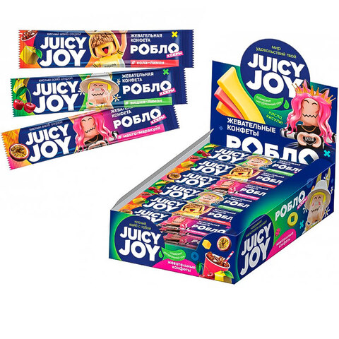 РОБЛОКСЕРЫ ЖЕНЯША, КОРЖИК, FIL1KTOP JUICY JOY Жевательная конфета 1кор*12бл*50шт, 10гр