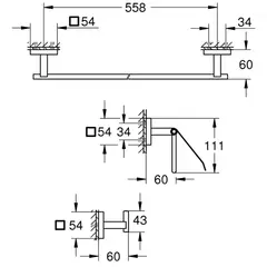 Набор аксессуаров GROHE Start Cube 3 в 1 (крючек, держатель для бумаги, держатель для полотенца) 41124DC0