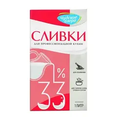 Сливки Чудское озеро ультрапастеризованные 33%, 1л