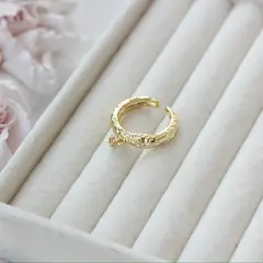 Кольцо с петелькой и штырьком для вклейки, регулируемое, позолота, Д072