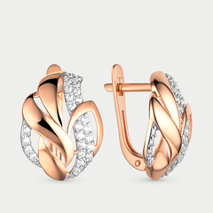 Серьги женские с фианитами из розового золота 585 пробы (арт. 40077100)