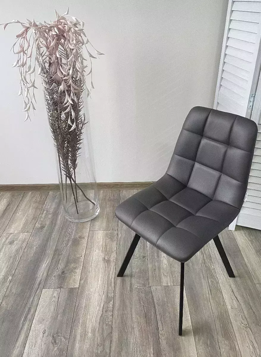 Стул CHILLI SQUARE HK017-11 темно-серый, PU/ черный каркас М-City