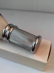 Помазок для бритья метал ребристый синтетика 05