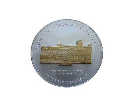 Науру 10 долларов 2004 Княжеский дворец в Монако Памятники Европы 3D-трансформер СЕРЕБРО