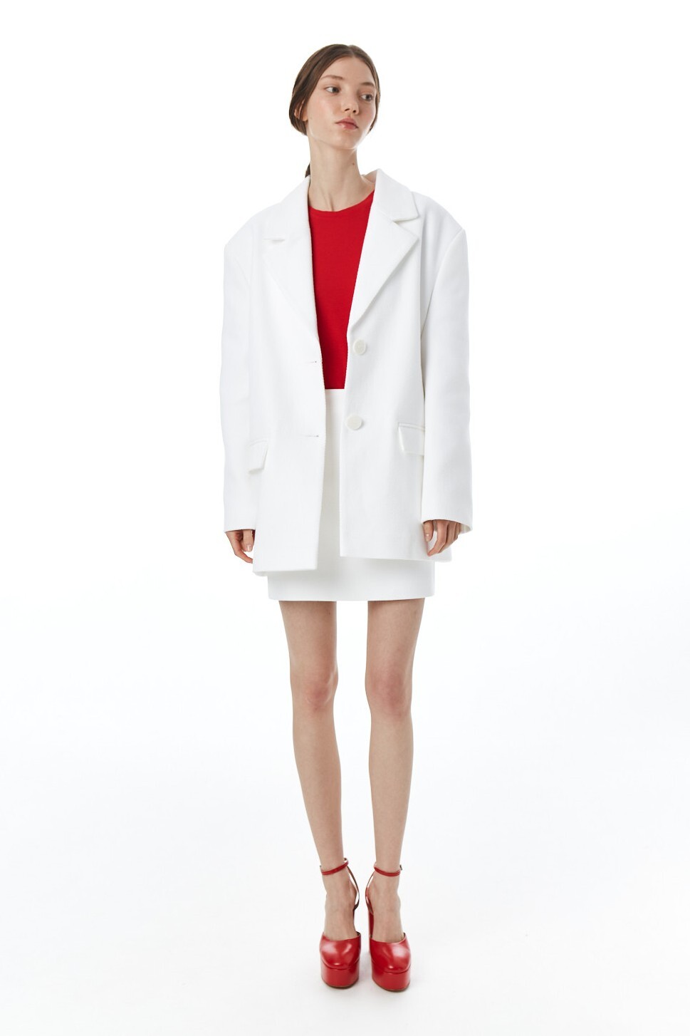 Пальто-пиджак женское, хлопковая шанель, белая рогожка