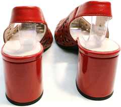 Красные кожаные босоножки туфли с открытой пяткой на каблуке G.U.E.R.O G067-TN Red.