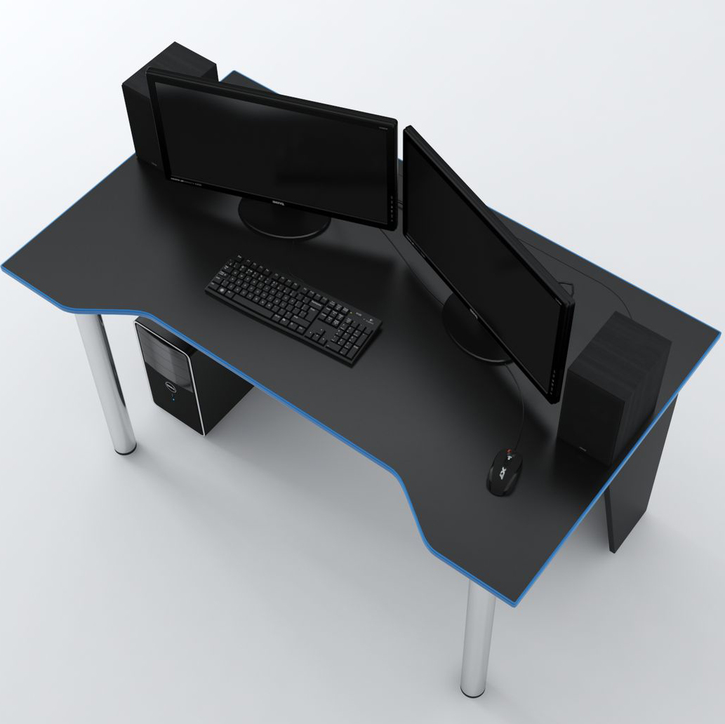Стол Компьютерный LevelUP 1400 Черный/Голубой