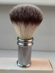 Помазок для бритья метал ребристый синтетика 05