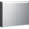 Зеркальный шкаф Geberit Option с подсветкой, две двери: B=90см, H=70см, T=15см, Тип штекера=CEE 7/16, с зеркальным покрытием снаружи, с зеркальным покрытием внутри и снаружи