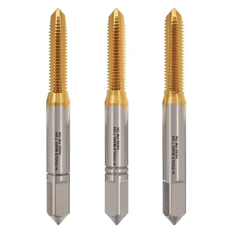 Метчик М 4,0х0,7 (Комплект 3шт) DIN352 HSSEPM-TiN 6HX 45мм a=3,4 H-Tools PRO 230040PMHT