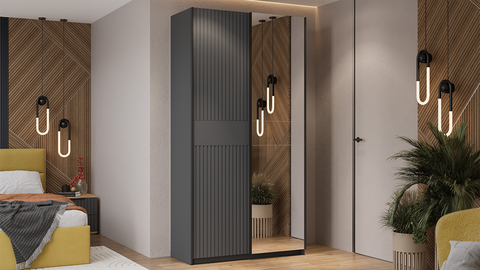 Шкаф-купе Оскар Хилтон 2-х дверный с зеркалом 118 серый графит / графит матовый