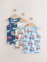 Майка для мальчика Next AA1-095, 3 шт., Голубой, Молочный, Синий