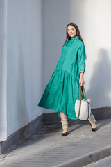 Полюшка. Платье льняное макси асимметричное с вышивкой PL-422569