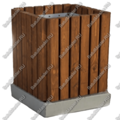 УРНА ДЕРЕВЯННАЯ ЧЕТЫРЕХГРАННАЯ, НА БЕТОННОМ ОСНОВАНИИ