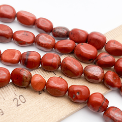 Яшма красная фриформ бусины, размер около 6,5-9,5*6,5-7,5 мм, цена за отрезок 19 см (1/2 нити)