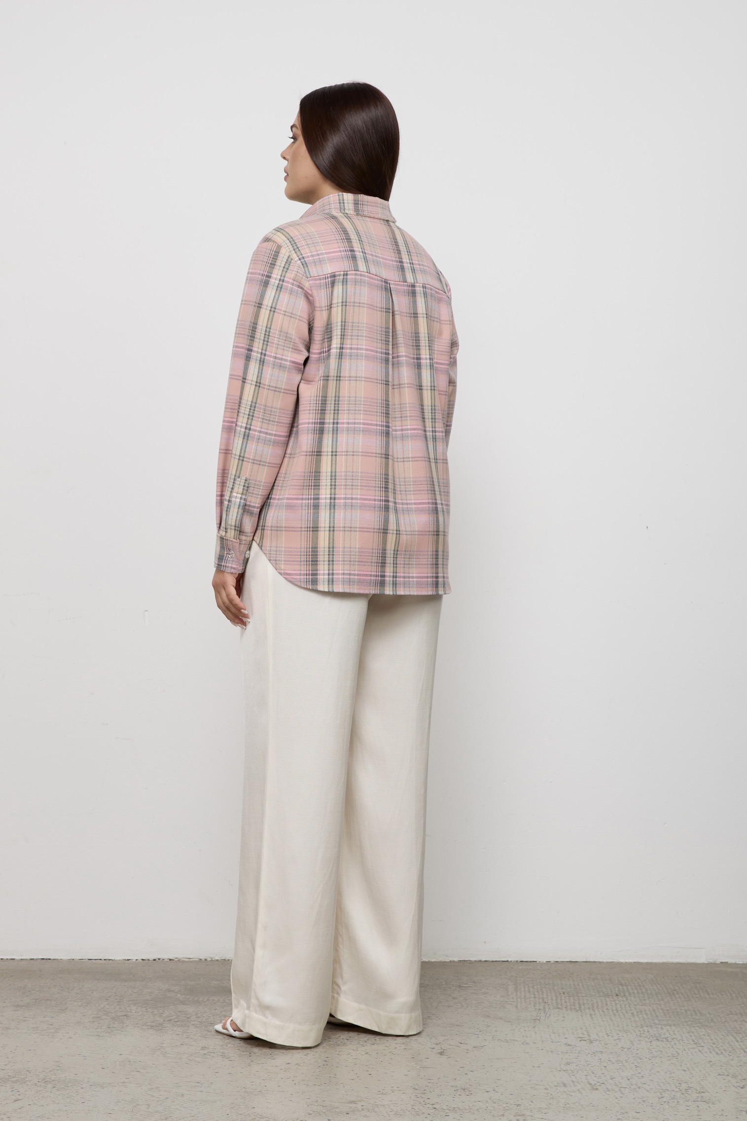 Рубашка в клетку, розовый