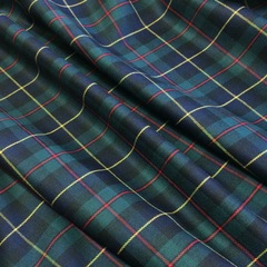 Мерный лоскут 1,05 м шерсть тартан клетка  зеленая 3169