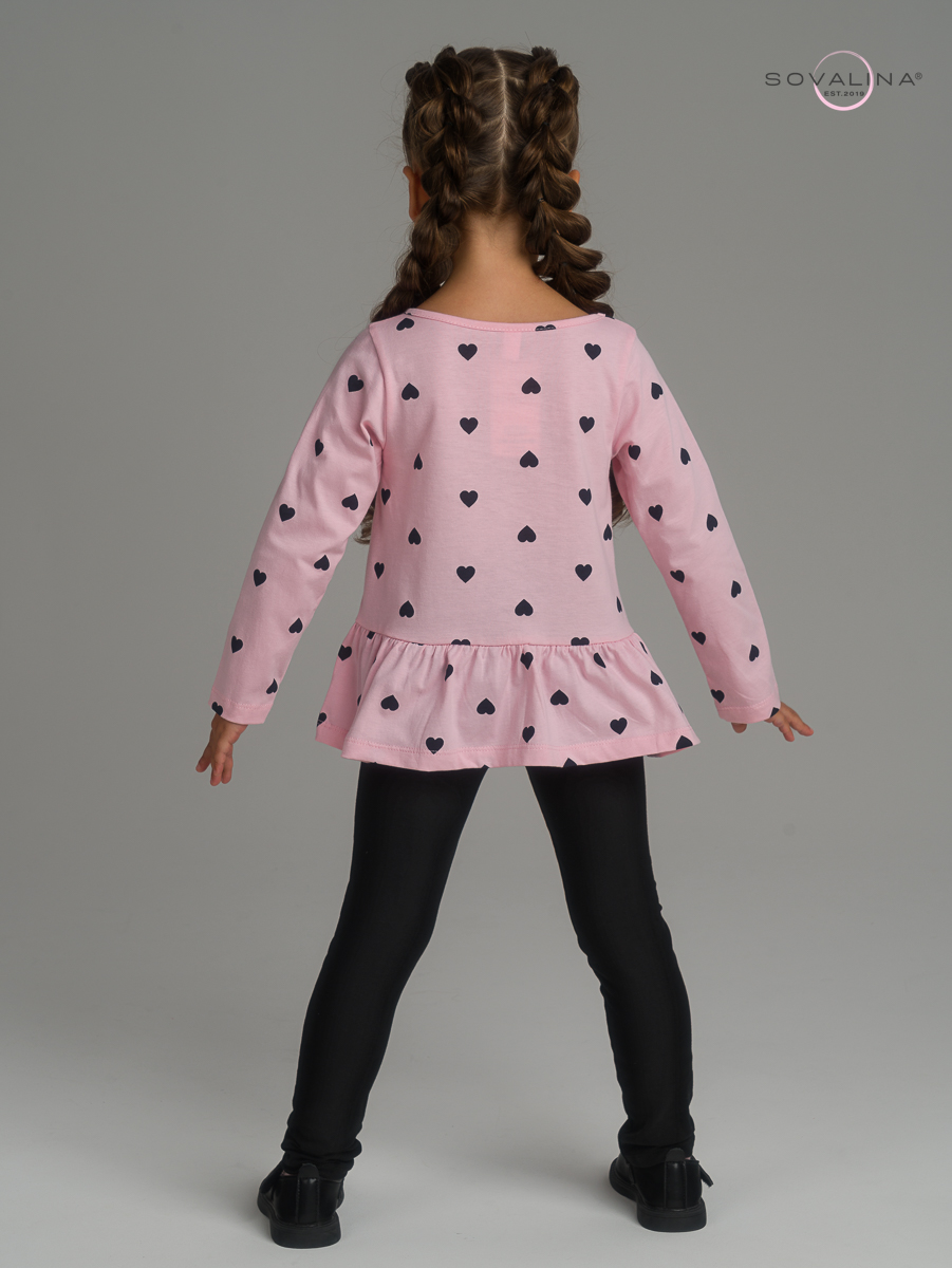 Костюм Алиса черные сердечки на розовом-черная