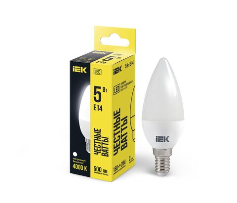 Лампа LED C35 свеча 5Вт 230В 4000К E14 IEK