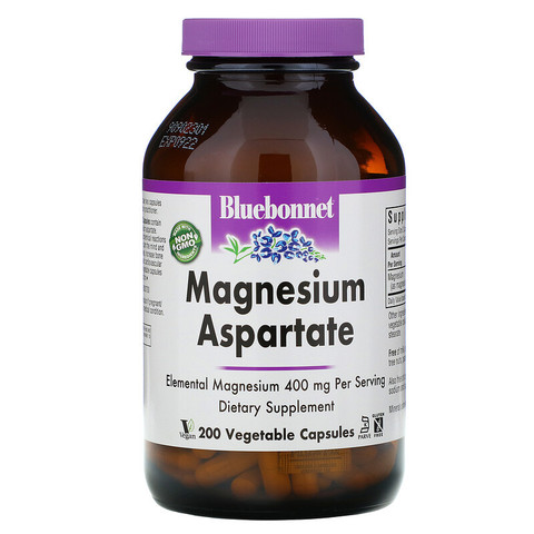 Bluebonnet Nutrition, Magnesium Aspartate, 400 mg, 200 Vegetable Capsules