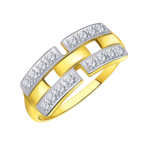 л10777- Кольцо с фианитами из желтого золота