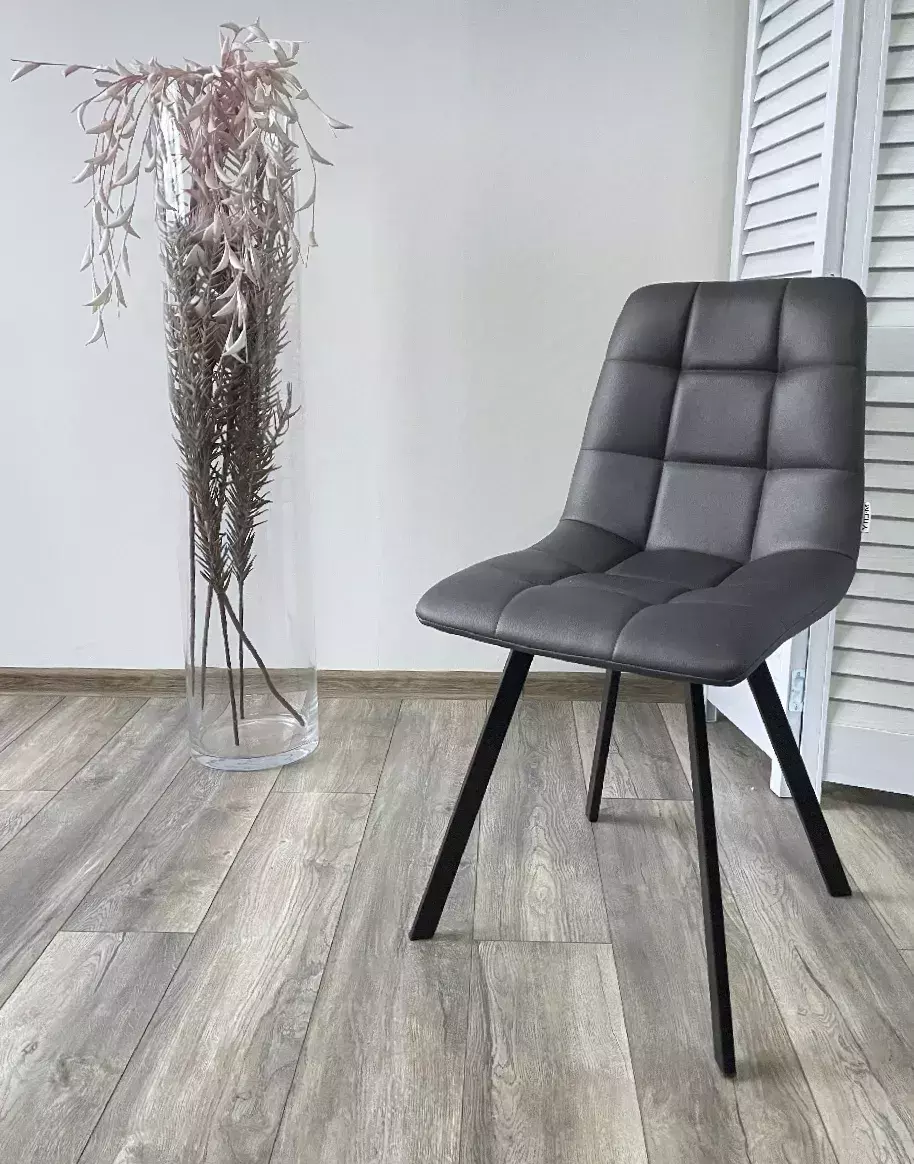 Стул CHILLI SQUARE HK017-11 темно-серый, PU/ черный каркас М-City