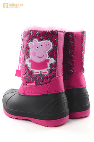 Зимние сапоги для девочек непромокаемые с резиновой галошей Свинка Пеппа (Peppa Pig), цвет фуксия, Water Resistant. Изображение 7 из 16.