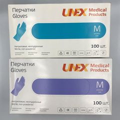 Перчатки нитриловые UNEX 100 шт, M, сиреневые