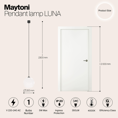 Подвесной светильник Maytoni Luna P039PL-5W4K-20-B