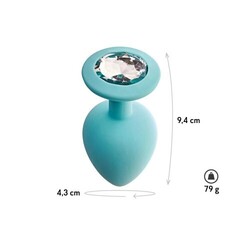 Анальная пробка с кристаллом Gamma, цвет Аквамарин + белый кристалл (CORE) (L)