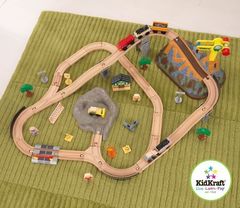 Железная дорога - деревянный игровой набор "Горная стройка", в  контейнере