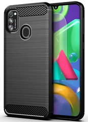 Чехол накладка для Samsung Galaxy M21, черный цвет, серии Carbon от Caseport