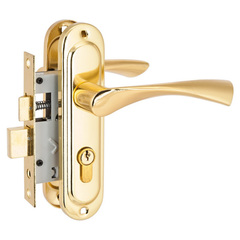 Замок СТАНДАРТ врезной с ручками 103/50 GP золото