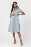 Платье для беременных 14597 бело-голубой