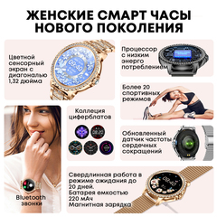 Умные смарт часы наручные женские i-Crystal Smart Watch, электронные фитнес часы для смартфона Iphone, Android