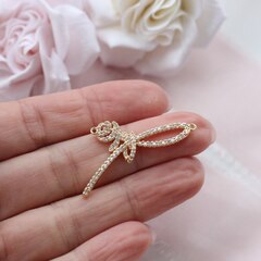 Подвеска Цветок розы с фианитами 42*16 мм, позолота, П958