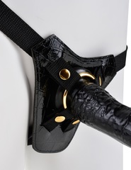 Чёрный с золотом женский страпон Designer Strap-On - 