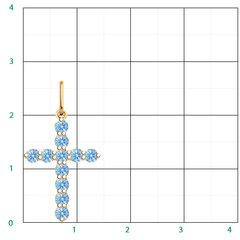 3124sw2-Крестик с фианитами LUX Arctic Blue из золота 585 пробы