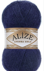 ALIZE "Angora Gold Simli", 10% мохер, 10% шерсть, 5% металлик - 75% Акрил, 100 гр, 550 м, 58 тёмно-синий