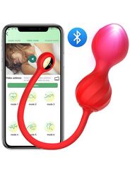 Красные вагинальные виброшарики Magic с управлением через приложение - 