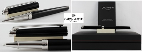 Ручка-роллер Caran d'Ache Leman Slim Ebony Black Lacquer SP (4771.782)