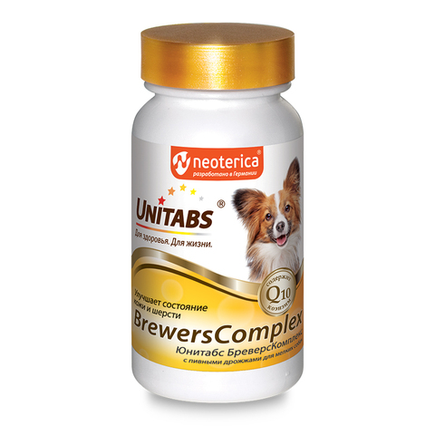 Экопром Юнитабс BreversComplex с Q10 витамины для собак мелких пород с пивными дрожжами 100таб